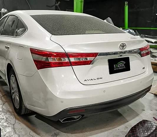 Toyota Camry ready for collection at the Exotic Auto Services workshop in Abu Dhabi